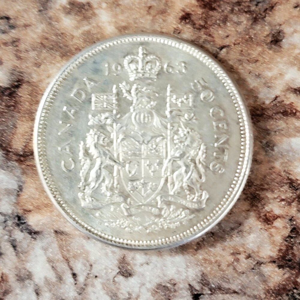 Vintage 1963 Canadian 50 Cent Silver Coin